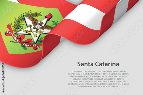 3d ribbon with flag Santa Catarina. Brazilian state. isolated on white background