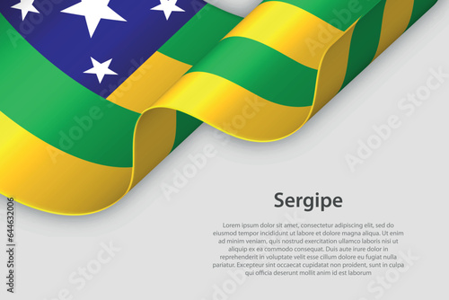 3d ribbon with flag Sergipe. Brazilian state. isolated on white background