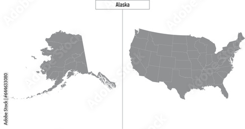 map of Alaska state of United States and location on USA map