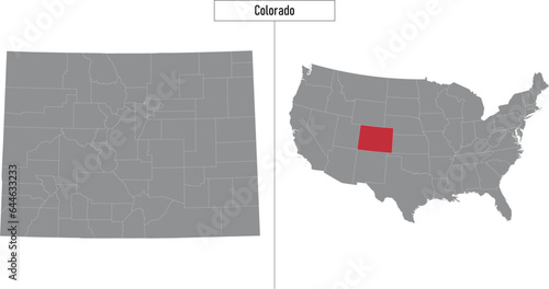 map of Colorado state of United States and location on USA map