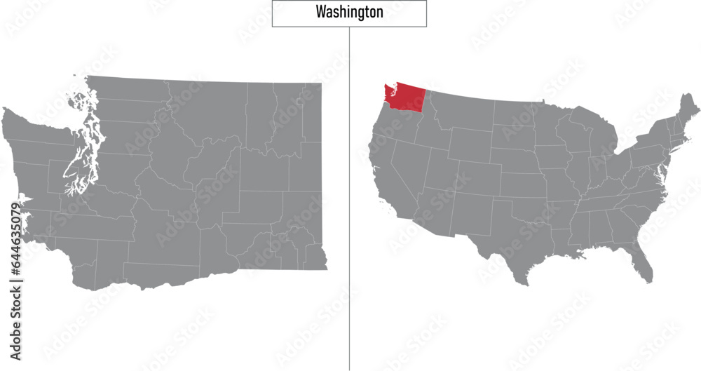 map of Washington state of United States and location on USA map