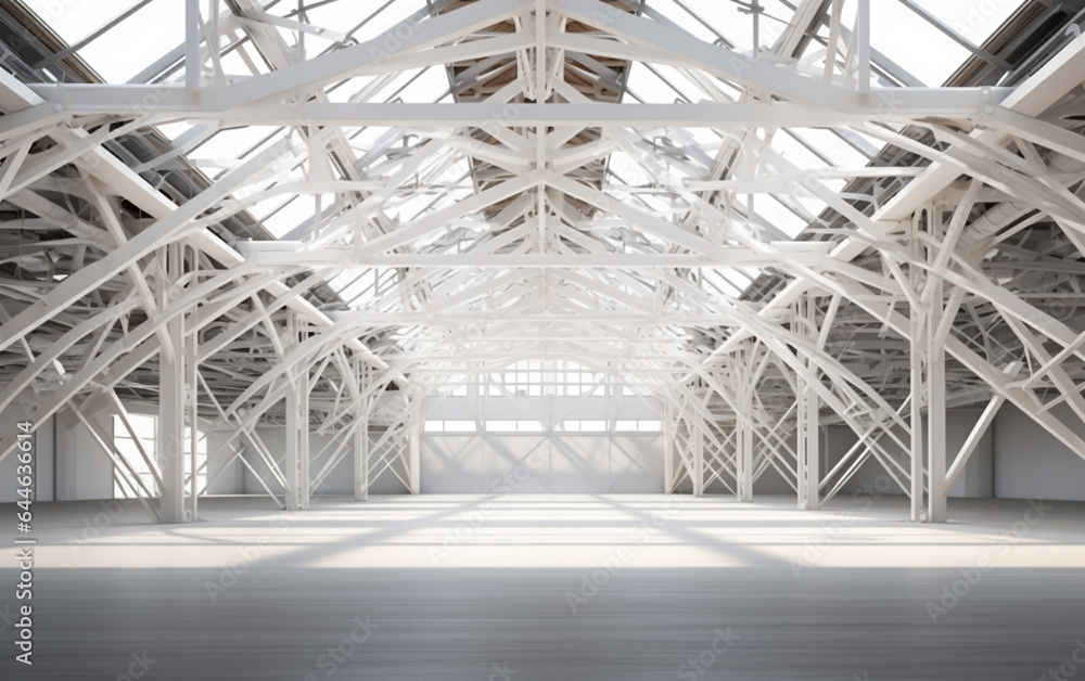 Fototapeta premium Empty exhibition center with truss. backdrop for exhibition stands.3d render