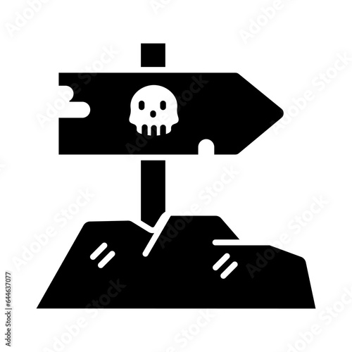 wooden signboard icon with skull symbol,halowen party,isolated on white background.