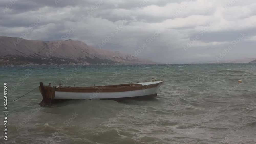 dinghy on the rough sea dinghy on the rough sea