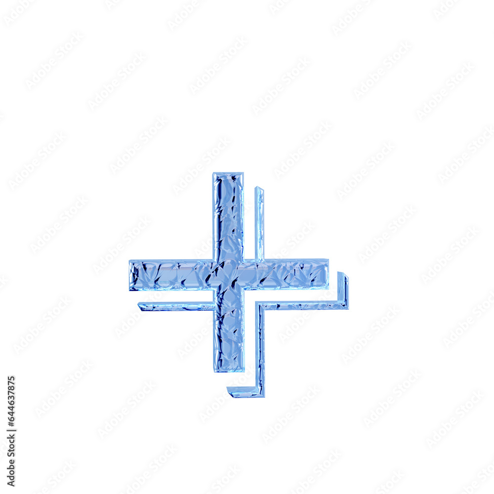 Fototapeta premium Fluted blue ice symbol. front view