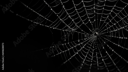Light spider web isolated on black background for Halloween card © karina_lo