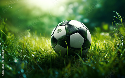 Football, juicy green grass and soccer ball © MUS_GRAPHIC