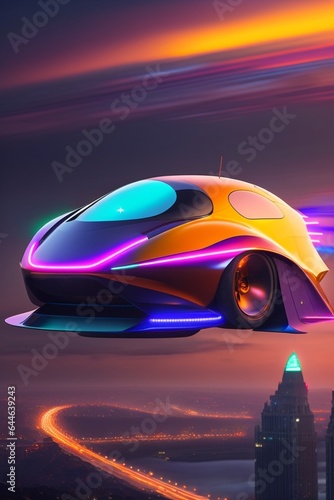 futuristic flying car, Generative Ai