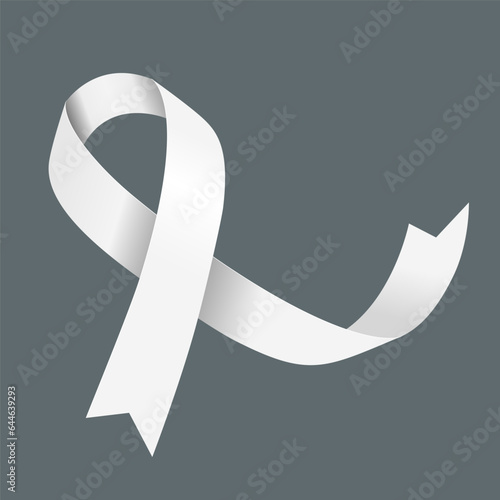 Lung Cancer Awareness Month. White ribbon. Vector illustration.