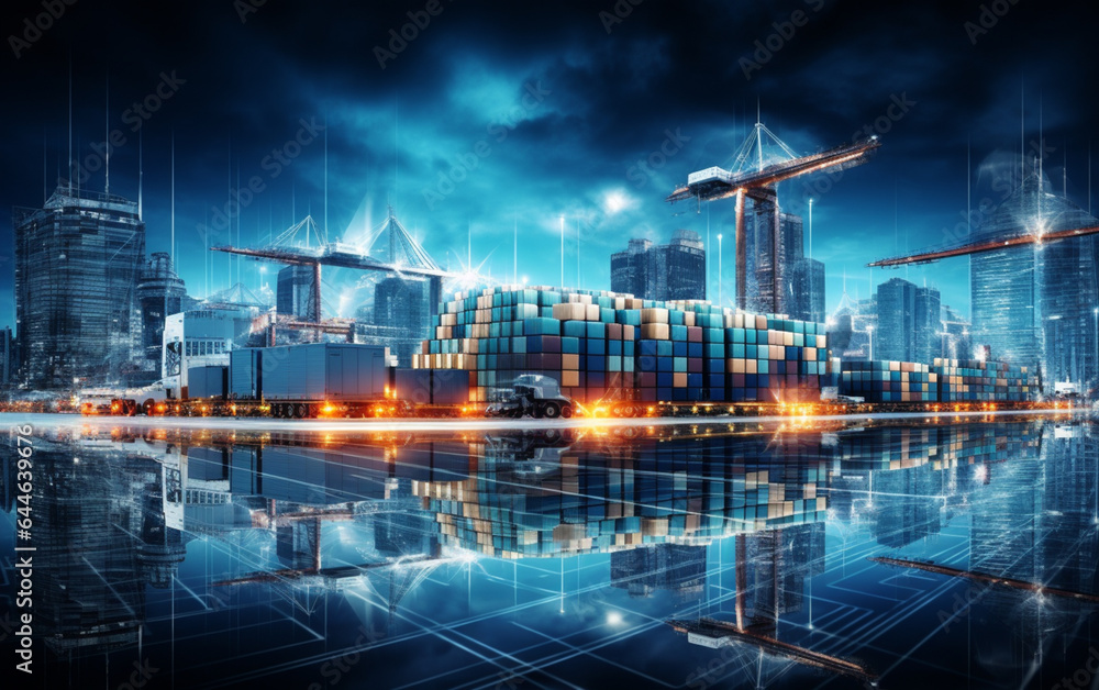 Global business logistics import export background
