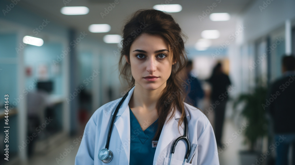 A beautiful female medical student at the hospital A beautiful female medical student at the hospital