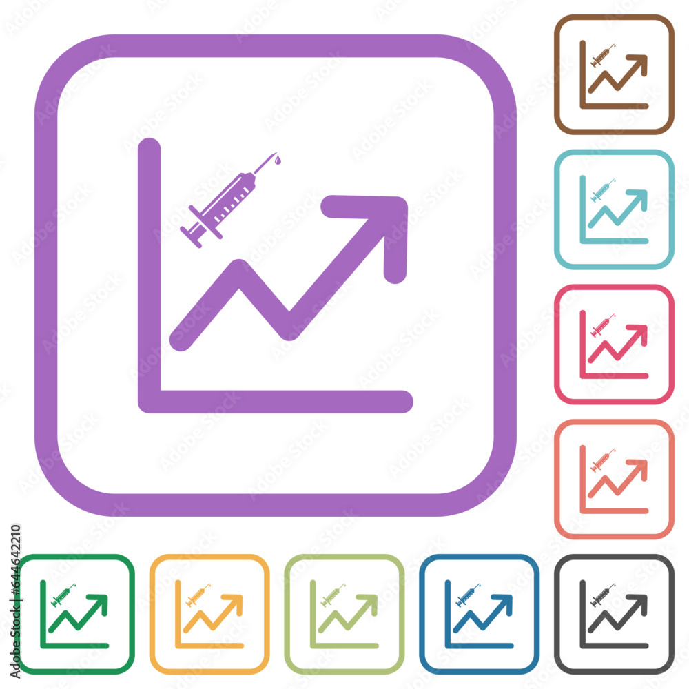 Rising vaccination graph simple icons Rising vaccination graph simple icons