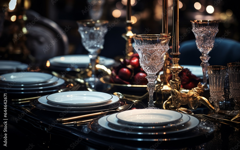 Luxury tableware beautiful table setting in restaurant Luxury tableware beautiful table setting in restaurant