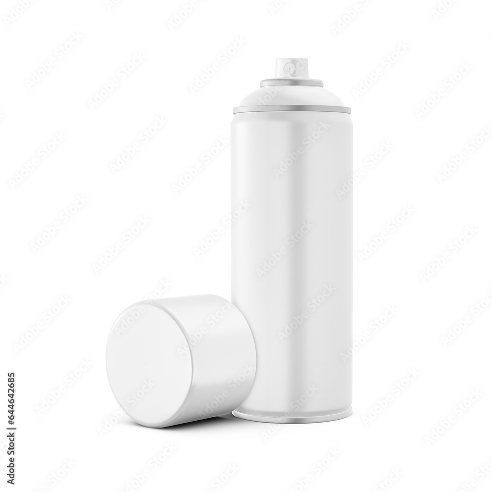a open white spray paint can mockup isolated on a white background a open white spray paint can mockup isolated on a white background