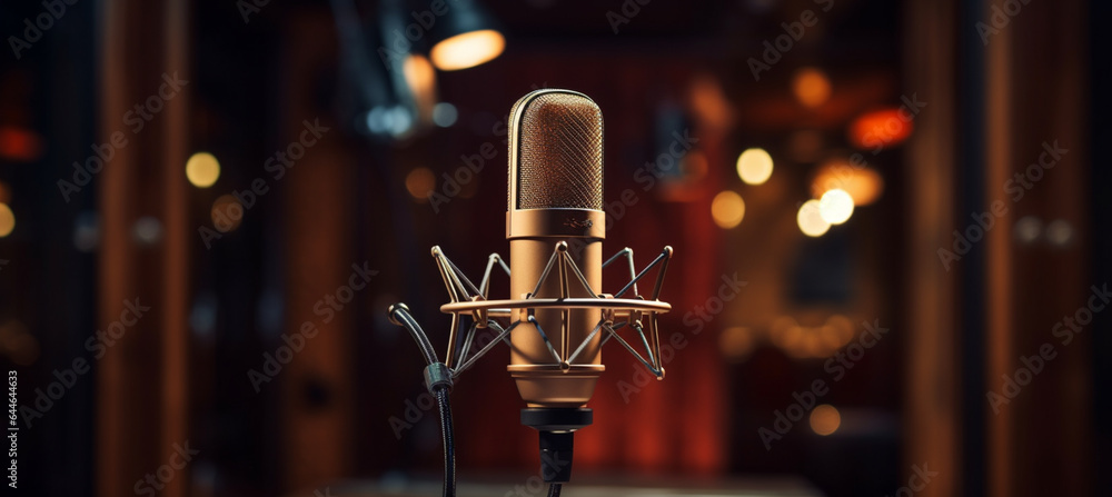 Modern professional microphone in recording studio Modern professional microphone in recording studio