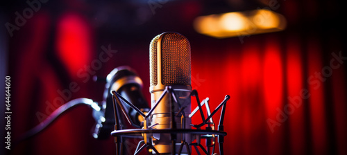 Modern professional microphone in recording studio