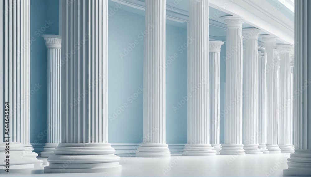 Minimalistic white and light blue architectural background banner with tilted columns, beautiful and airy Minimalistic white and light blue architectural background banner with tilted columns, beautiful and airy