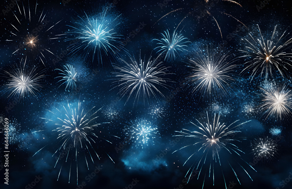Fototapeta premium Colorful Firework Display In Sky, Celebration Background