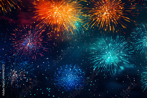 Colorful Firework Display In Sky  Celebration Background