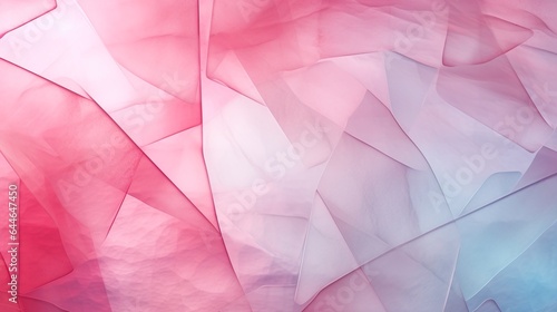 Pink translucent abstract crystal background, frost glass texture banner design.