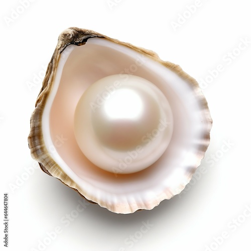 Bright Pearl Oyster Isolated on White Background. Generative ai