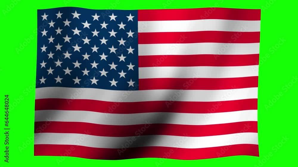 4K animation of a national flag waving in the wind ( green background for chroma key ) | United states 4K animation of a national flag waving in the wind ( green background for chroma key ) | United states