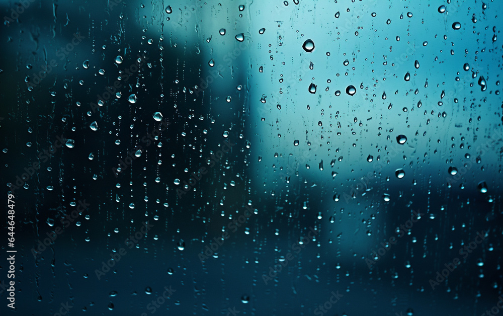 Raindrops on the window. Blue tone Raindrops on the window. Blue tone
