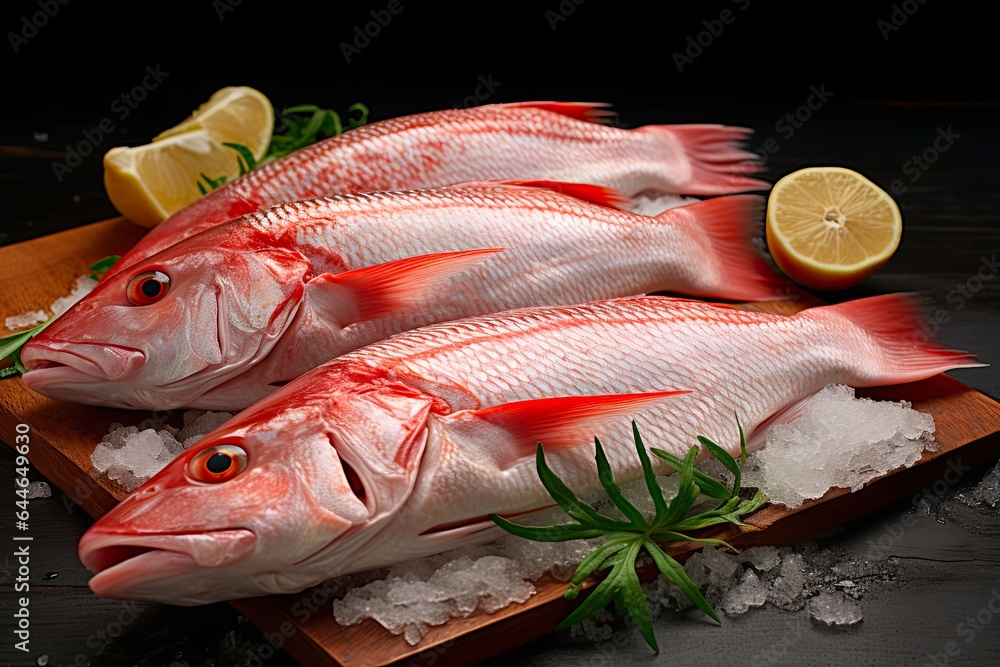 Fresh Ocean Perch Fillets - Red Fish Seafood Caught in the Deep Blue Ocean Waters, Raw and Uncooked with the Skin on Fresh Ocean Perch Fillets - Red Fish Seafood Caught in the Deep Blue Ocean Waters, Raw and Uncooked with the Skin on