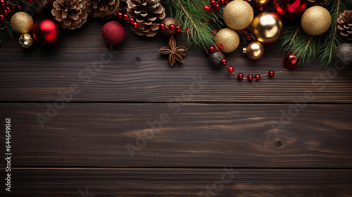 Christmas decorations background with copy space