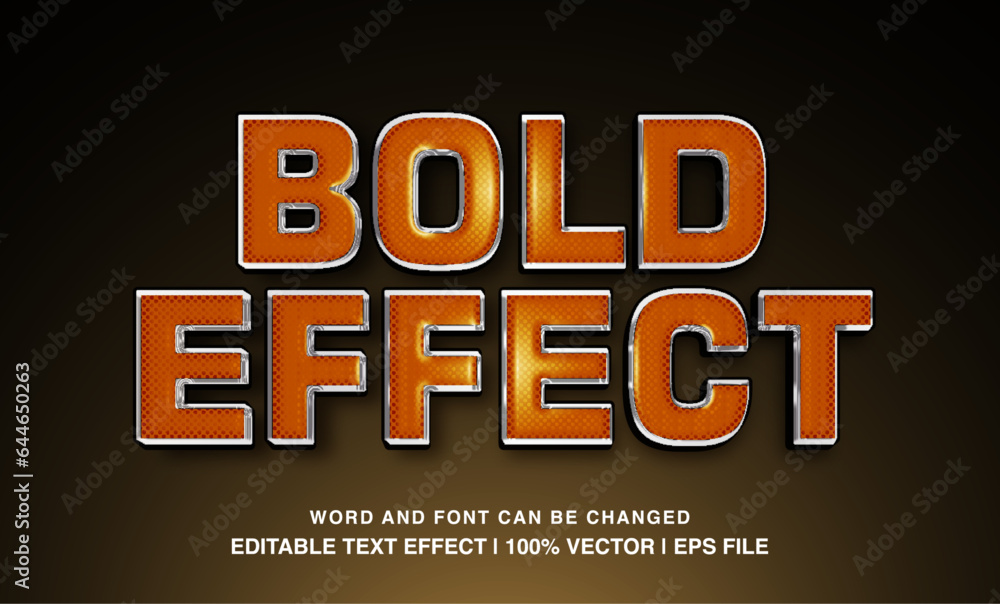 Bold effect editable text effect template, 3d bold glossy text style, premium vector
