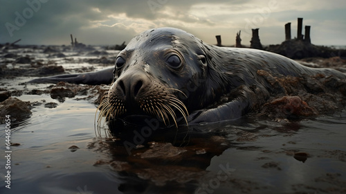 Urgent Environmental Call: Heartbreaking Wildlife, Oil Spill Impact. Generative AI