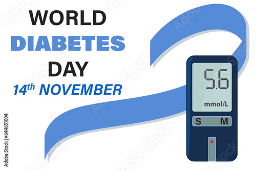 November 14 is World Diabetes Day. The concept of a postcard, a banner of World Diabetes Day