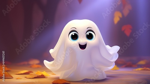 Adorable cartoon friendly ghost
