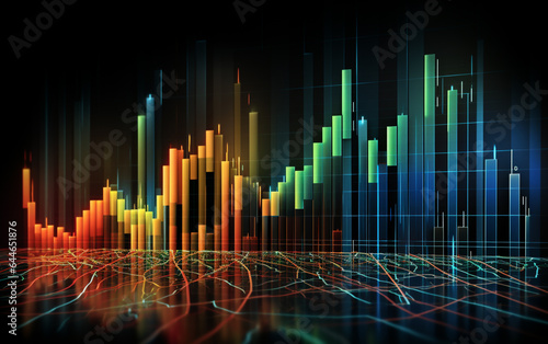 Stock market and trading, digital graph