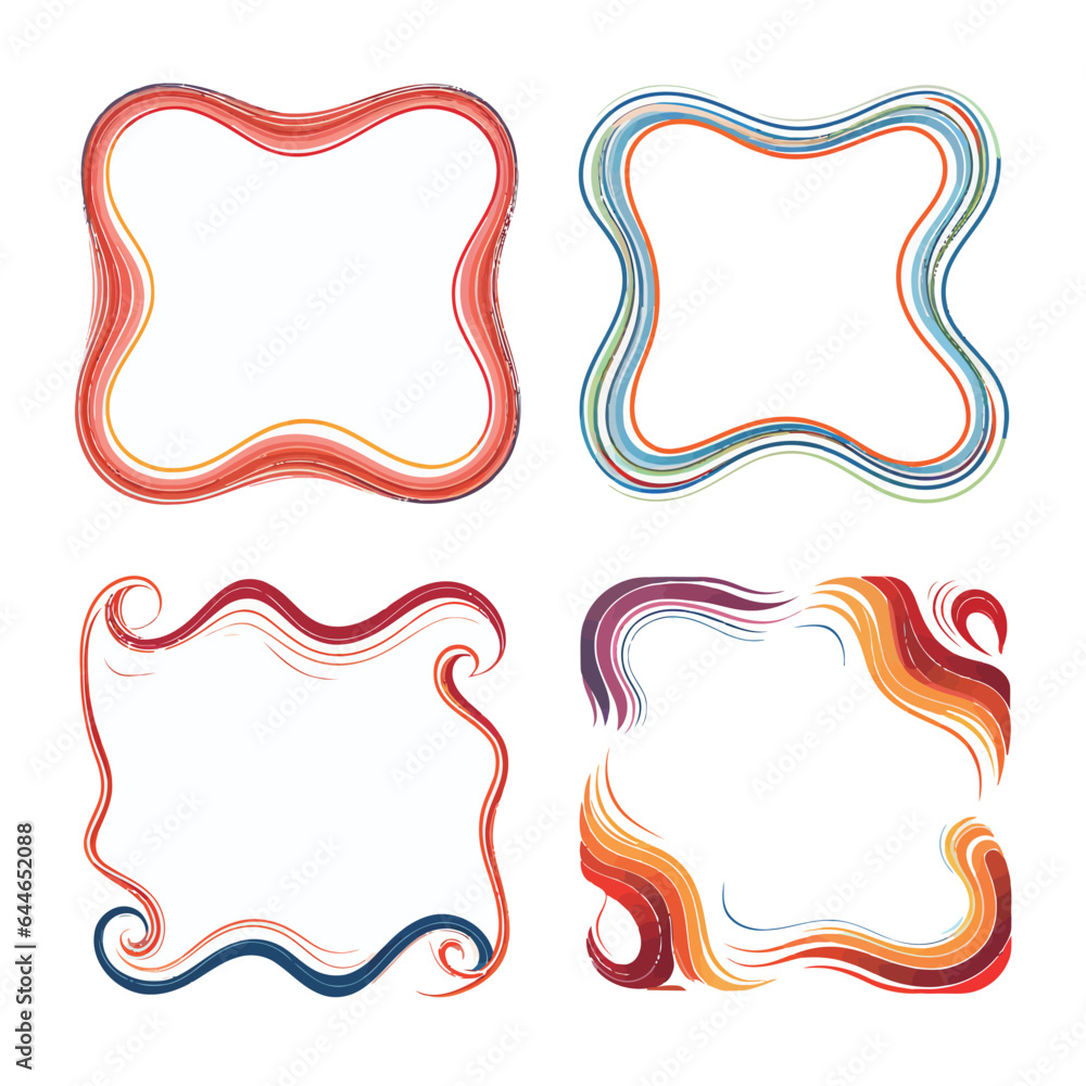 Fototapeta premium vector collection set of squiggle lines frame