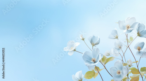 A serene and tranquil scene with a light blue background, softly illuminated by natural light. The delicate shadows fall on a canvas surface, creating an airy and artistic ambiance. This © Justlight