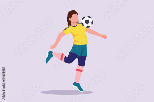 Fototapeta Naklejka Na Ścianę i Meble -  Funny female football players concept. Colored flat vector illustration isolated. 