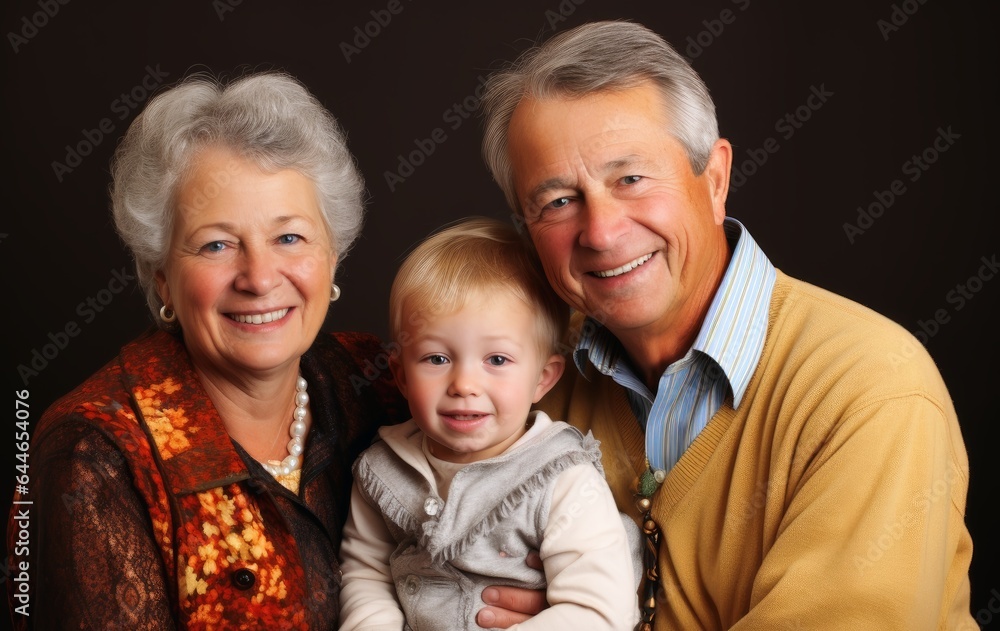 Grandparents with their loved grandchildren.