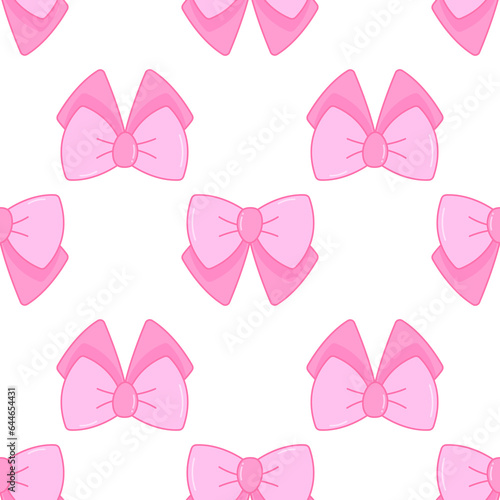 Cute bow. Glamour pink vibe. Seamless pattern.