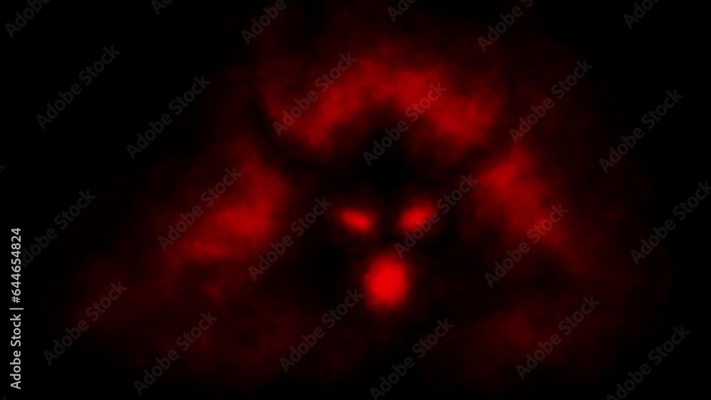 Scary samurai demon ghost face 2D animation. Horror fantasy video clips and VJ loops for Halloween. Creepy ancient horned helmet. Evil monster skull head. Dark theme movie. Red and black background. Scary samurai demon ghost face 2D animation. Horror fantasy video clips and VJ loops for Halloween. Creepy ancient horned helmet. Evil monster skull head. Dark theme movie. Red and black background.
