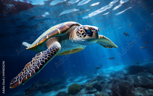 Turtle - eretmochelys imbricata floats under water. maldives indian ocean © MUS_GRAPHIC