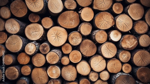 Wooden natural sawn logs as background  top view  flat lay.