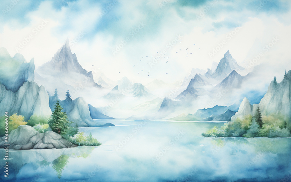 Fototapeta premium Watercolor adventure background