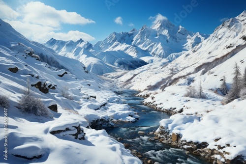 Mountains covered in snow for winter holidays. Merry christmas and happy new year concept. Background