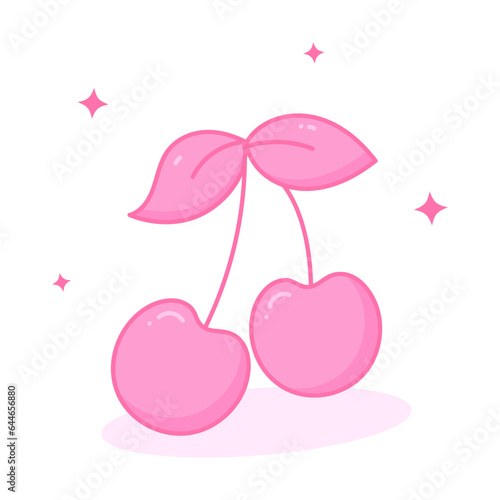 Pink cherry clipart. Y2k Nostalgia aesthetic.