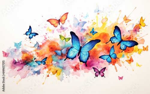 Watercolor colorful background with butterflies © MUS_GRAPHIC