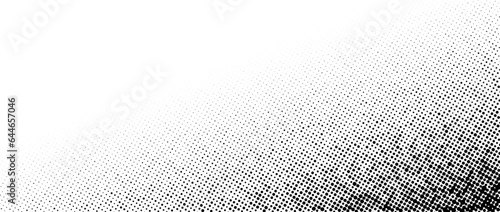 Corner halftone texture. Dotted angle gradient background. Abstract faded comic pop art patern wallpaper. Vanishing spotted design backdrop for print, banner, poster, flyer, cover. Vector illustration
