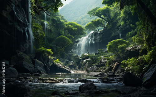 Waterfall in deep forest on mountain © MUS_GRAPHIC