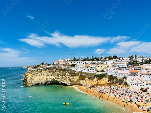 Fototapeta Naklejka Na Ścianę i Meble -  View of Carvoeiro fishing village with beautiful beach, Algarve