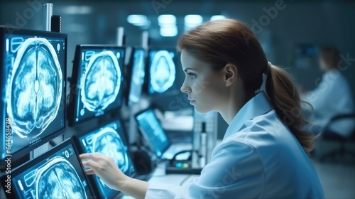 Neurologists, Scientists women working in the Brain Research Laboratory.